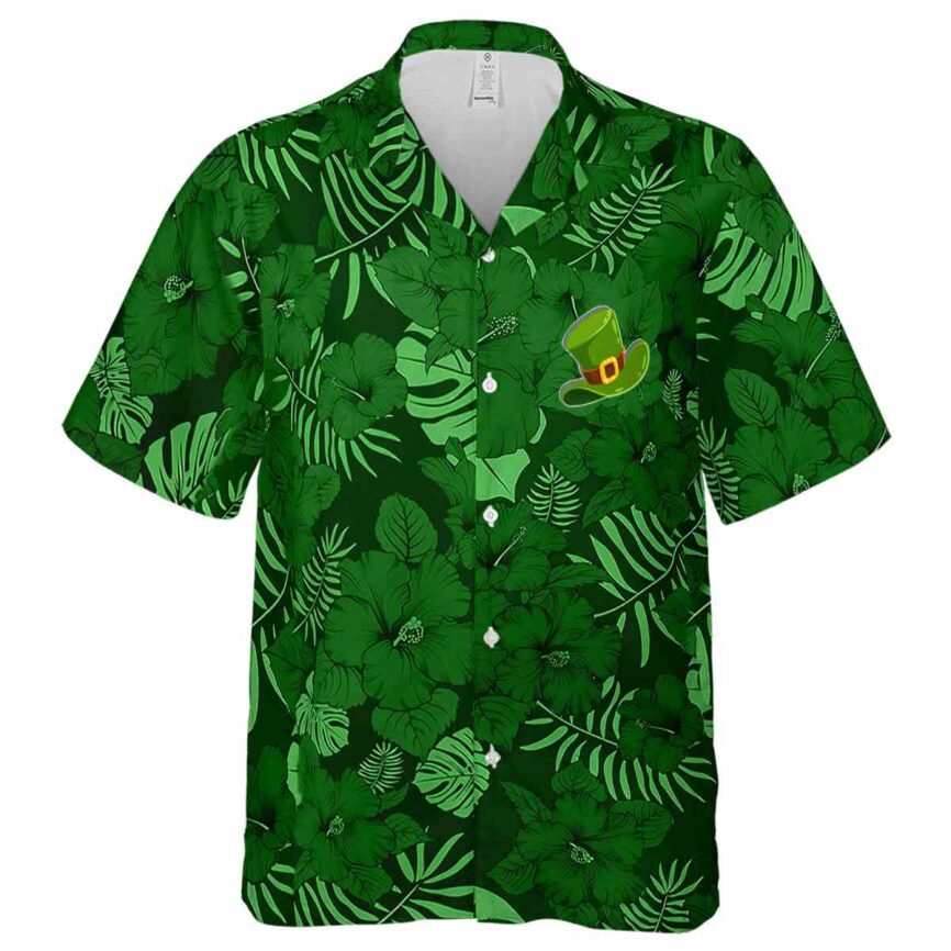 St Patricks Day Monochrome Floral Hawaiian Shirt Fashion forward