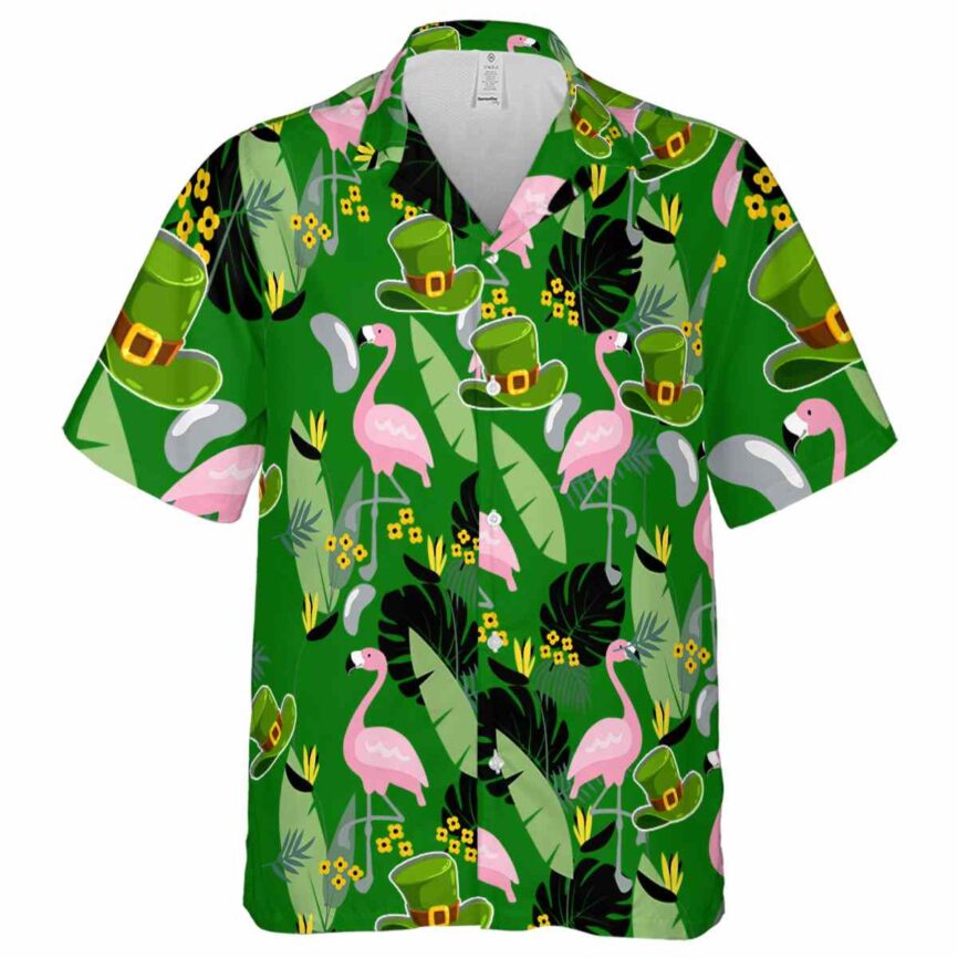 St Patricks Day Pink Flamingo Hawaiian Shirt Fashion forward