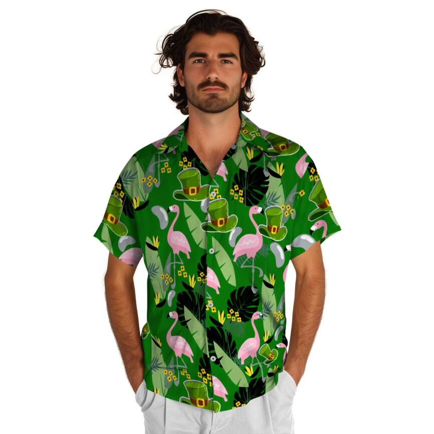 St Patricks Day Pink Flamingo Hawaiian Shirt New Arrival