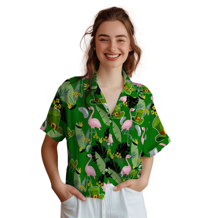 St Patricks Day Pink Flamingo Hawaiian Shirt Top rated
