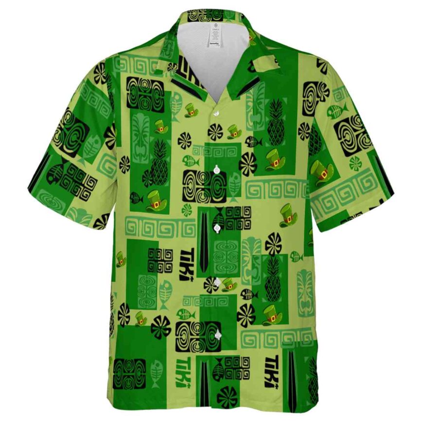 St Patricks Day Tiki Motifs Hawaiian Shirt Fashion forward
