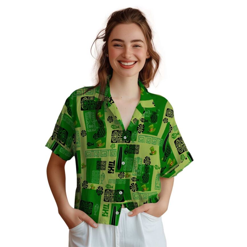 St Patricks Day Tiki Motifs Hawaiian Shirt Top rated
