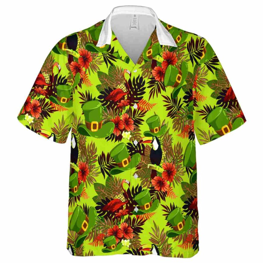 St Patricks Day Tropical Bird Hawaiian Shirt Fashion forward