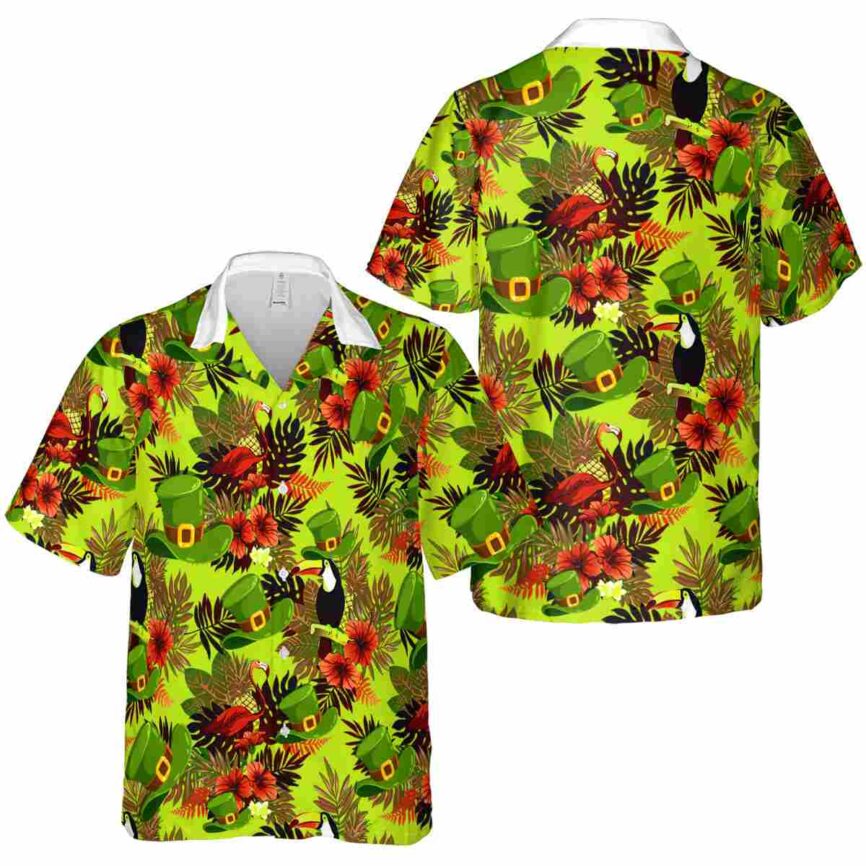 St Patricks Day Tropical Bird Hawaiian Shirt Premium grade