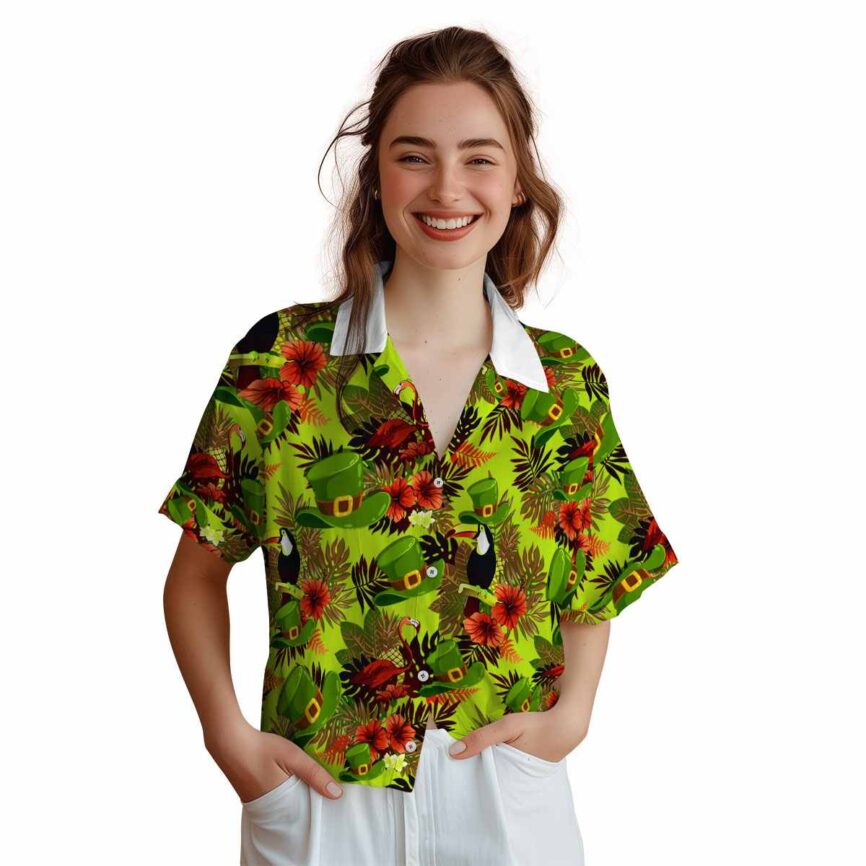 St Patricks Day Tropical Bird Hawaiian Shirt Top rated