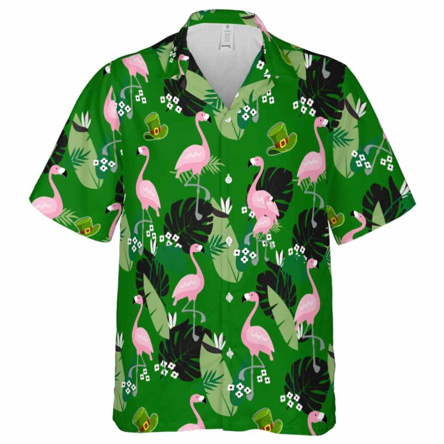 St Patricks Day Tropical Flamingo Hawaiian Shirt Fashion forward