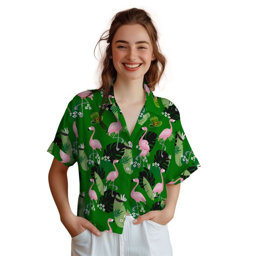 St Patricks Day Tropical Flamingo Hawaiian Shirt Top rated