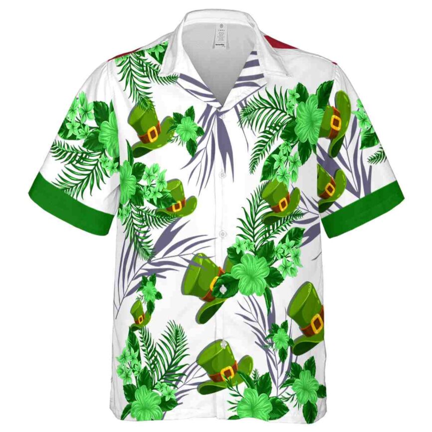 St Patricks Day US Flag Floral Hawaiian Shirt Fashion forward