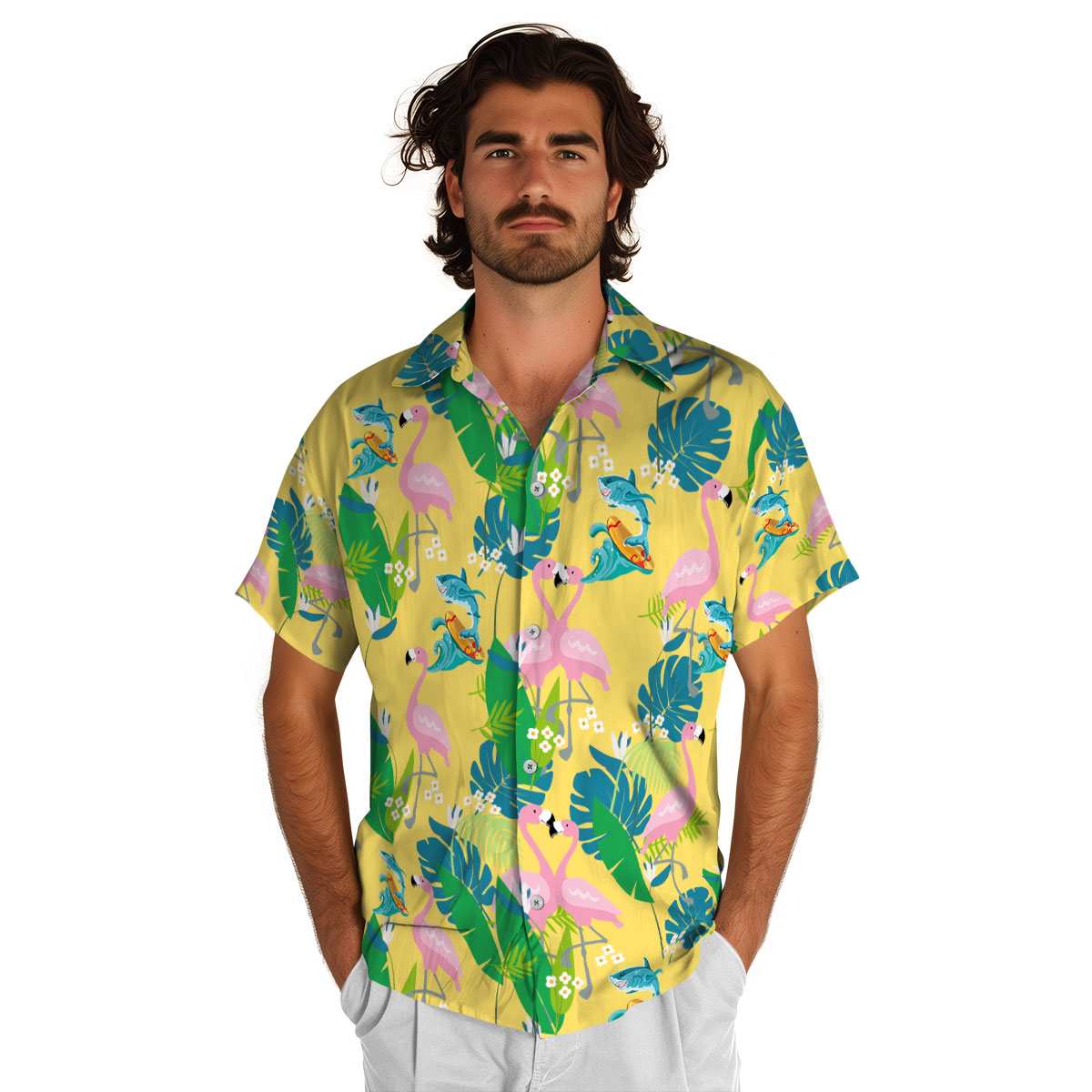 Summer Flamingo Leaf Hawaiian Shirt New Arrival Summer Flamingo Leaf Hawaiian Shirt New Arrival