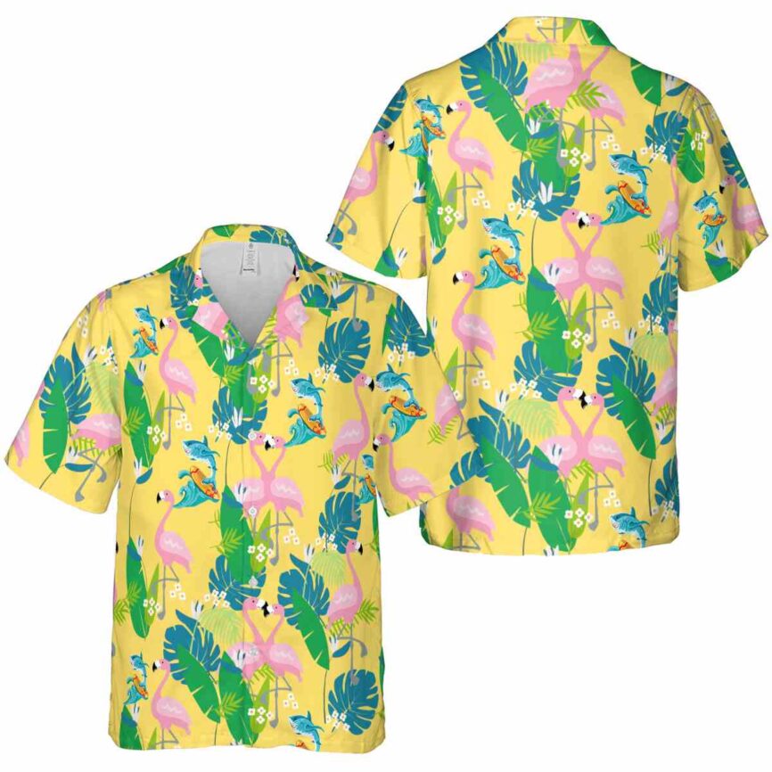 Summer Flamingo Leaf Hawaiian Shirt Premium grade