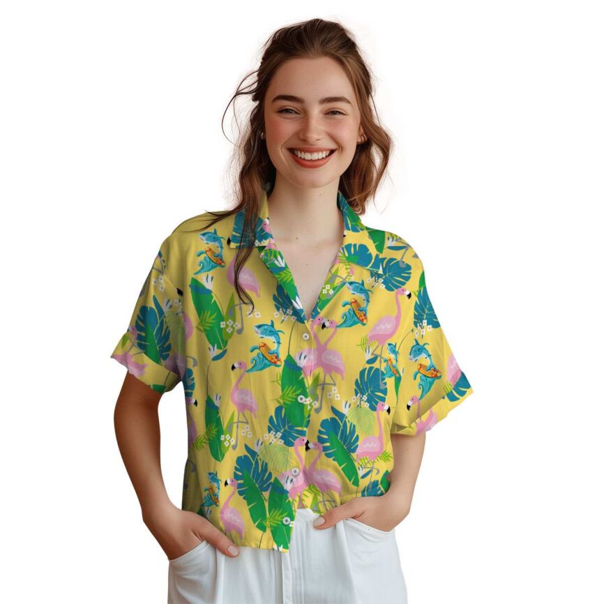 Summer Flamingo Leaf Hawaiian Shirt Top rated
