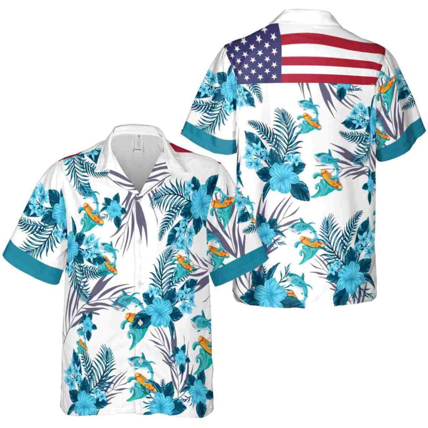 Summer US Flag Floral Hawaiian Shirt Premium grade