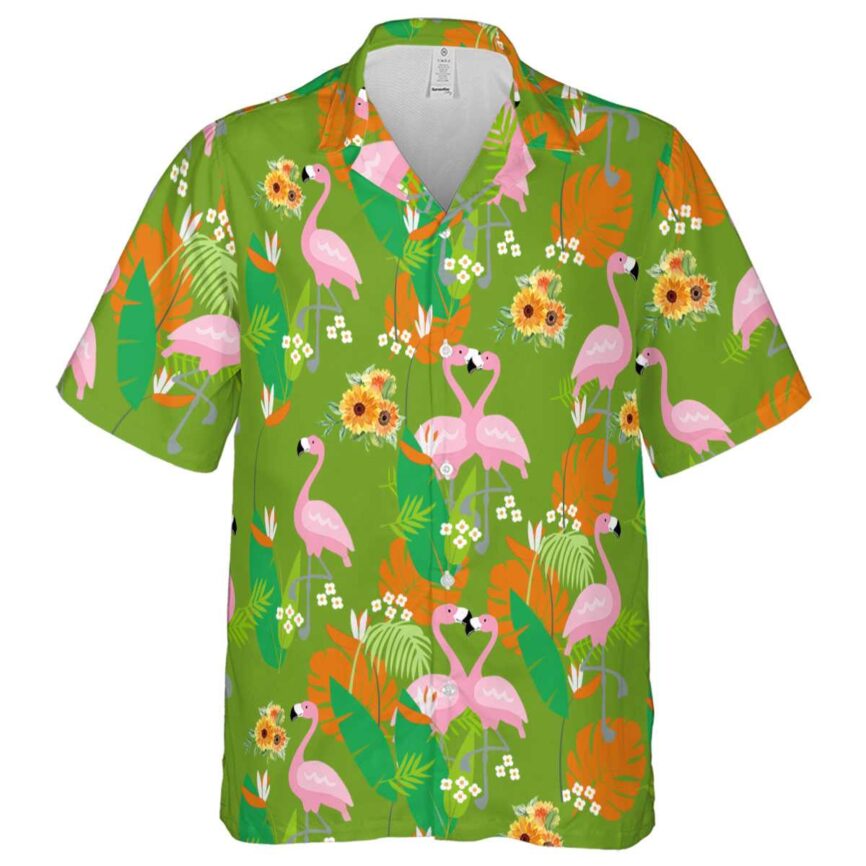 Sunflower Flamingo Leaf Hawaiian Shirt Fashion forward