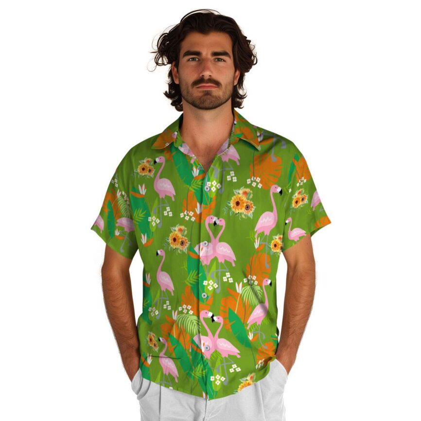 Sunflower Flamingo Leaf Hawaiian Shirt New Arrival