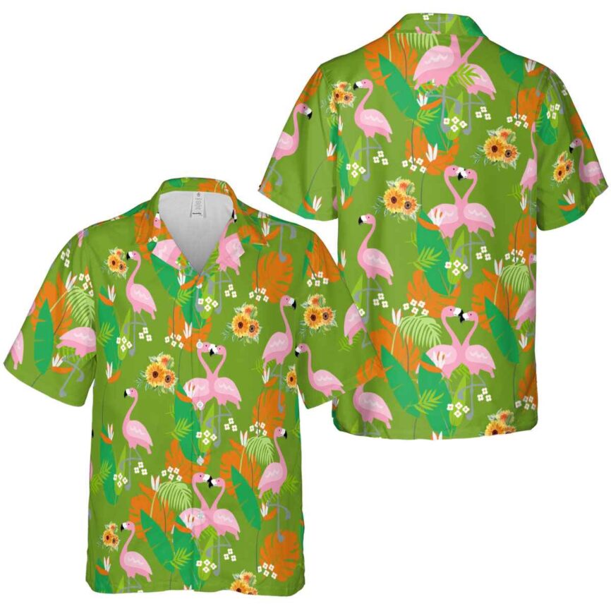 Sunflower Flamingo Leaf Hawaiian Shirt Premium grade