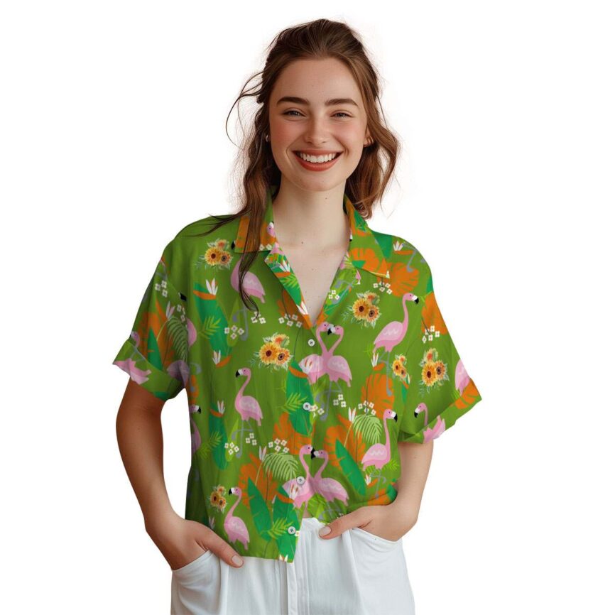 Sunflower Flamingo Leaf Hawaiian Shirt Top rated