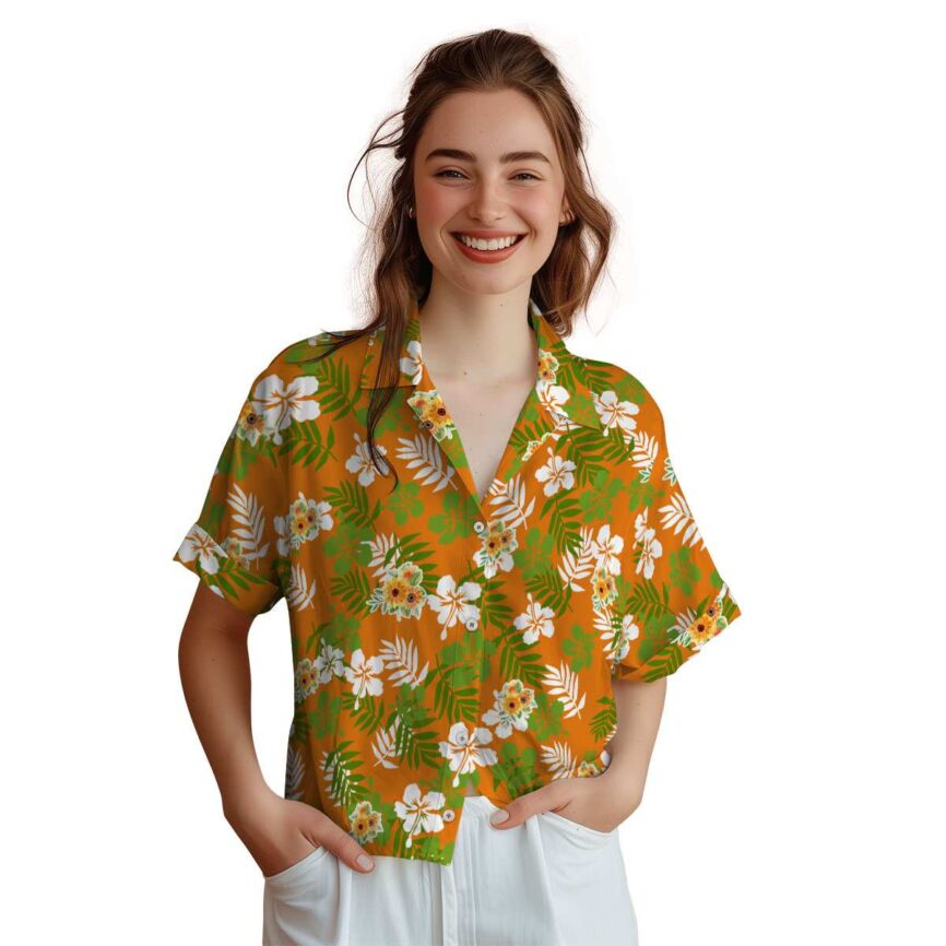 Sunflower Leafy Hibiscus Hawaiian Shirt Top rated
