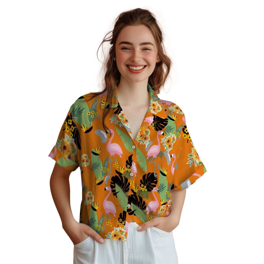 Sunflower Pink Flamingo Hawaiian Shirt Top rated
