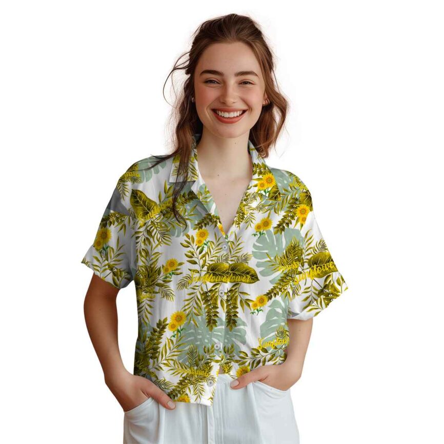 Sunflower Tropical Fronds Hawaiian Shirt Top rated