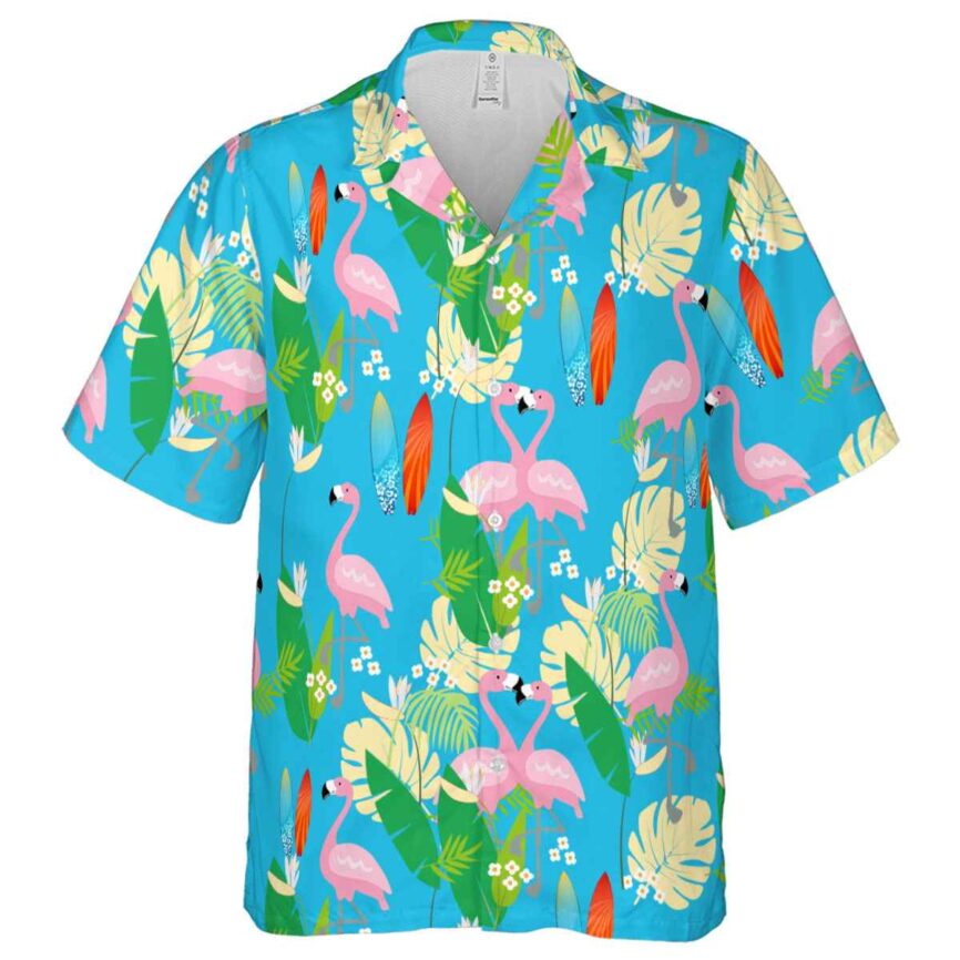 Surf Flamingo Leaf Hawaiian Shirt Fashion forward
