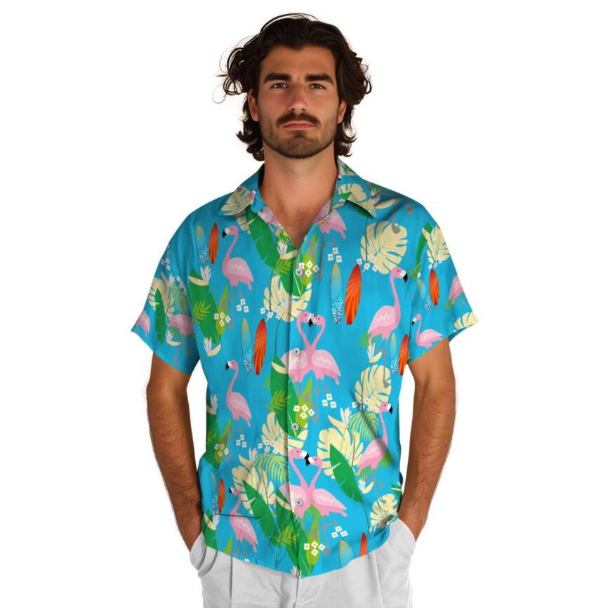 Surf Flamingo Leaf Hawaiian Shirt New Arrival