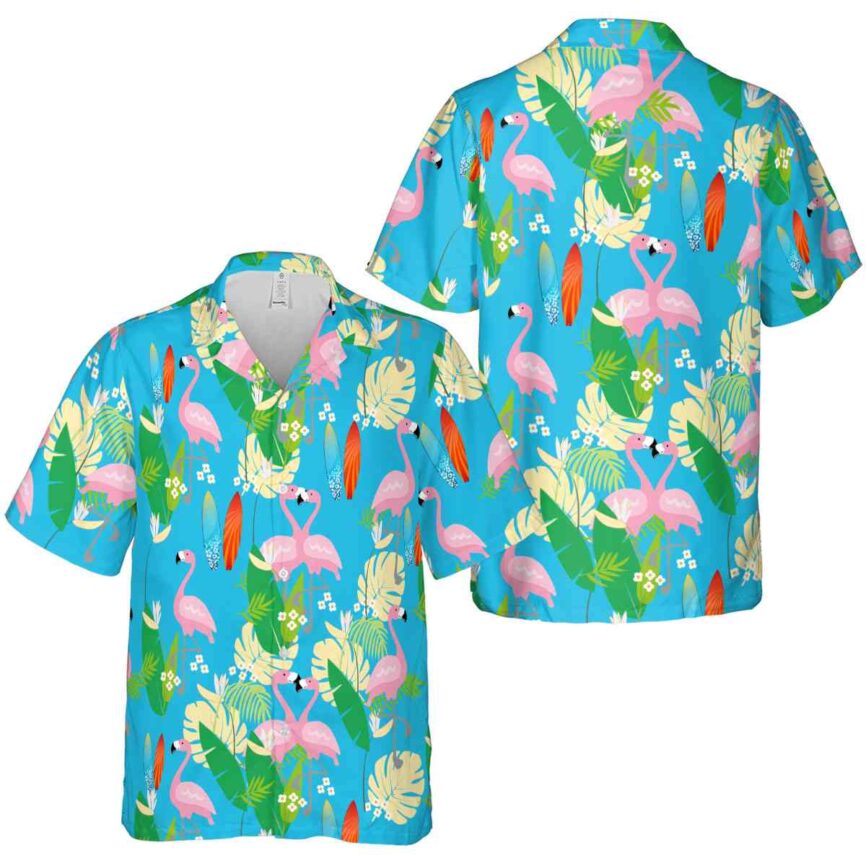 Surf Flamingo Leaf Hawaiian Shirt Premium grade
