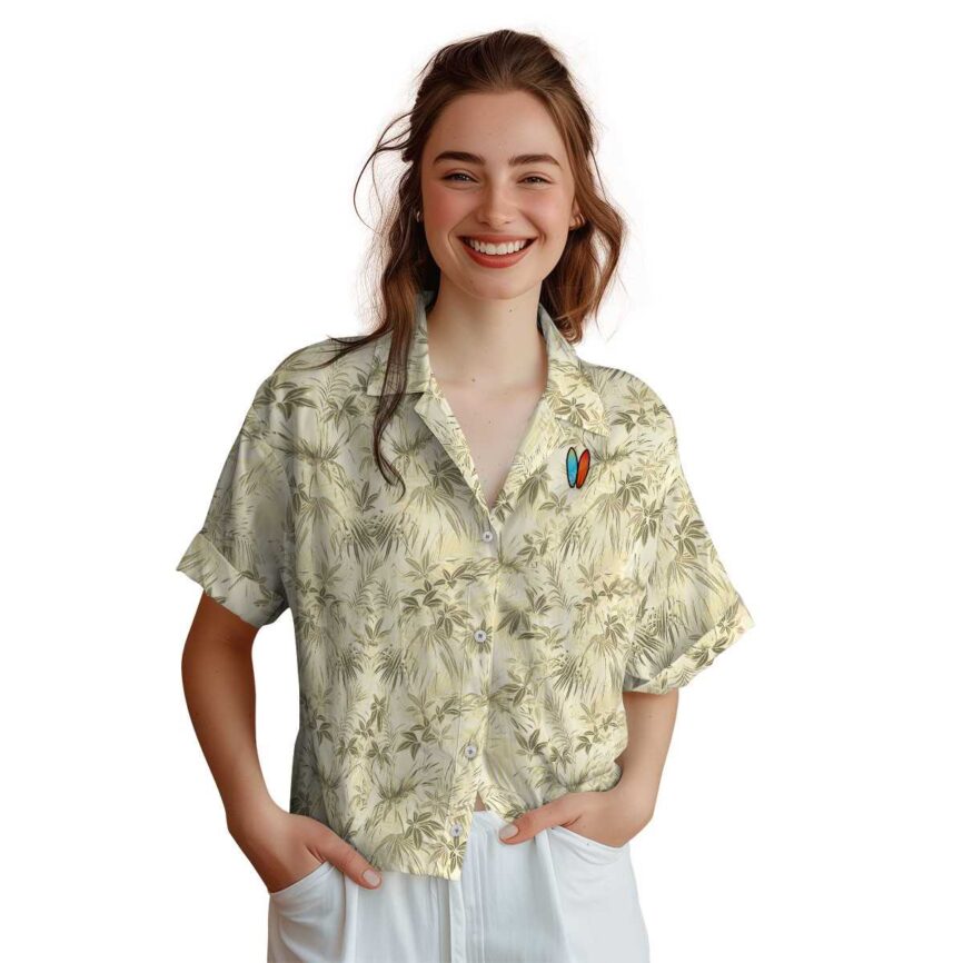 Surf Foliage Print Hawaiian Shirt Top rated