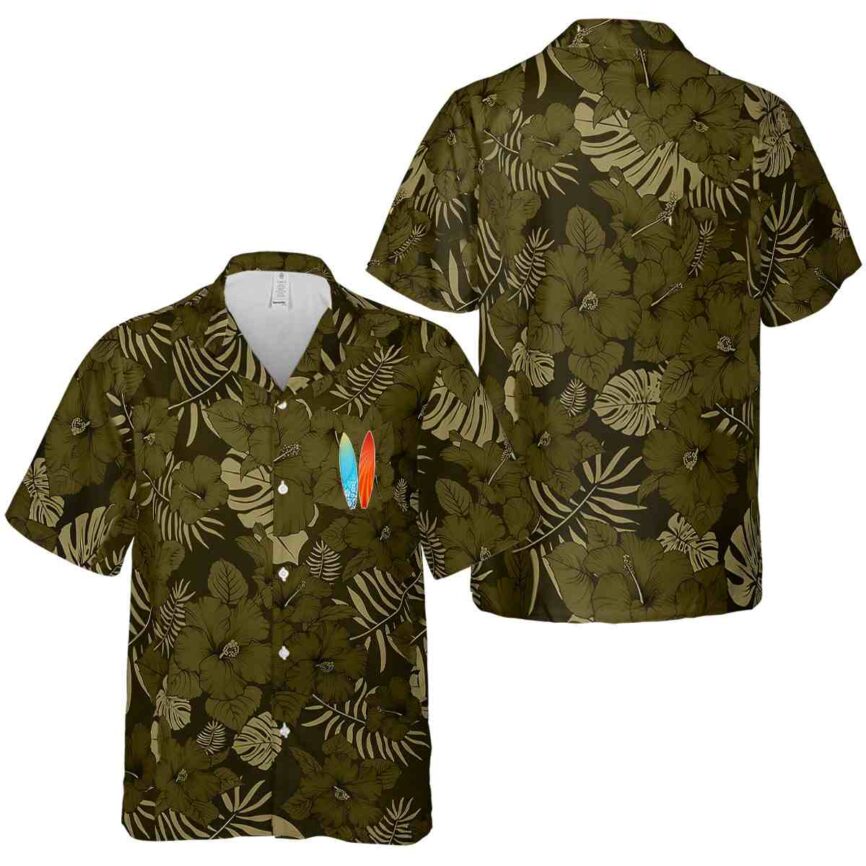 Surf Monochrome Floral Hawaiian Shirt Premium grade