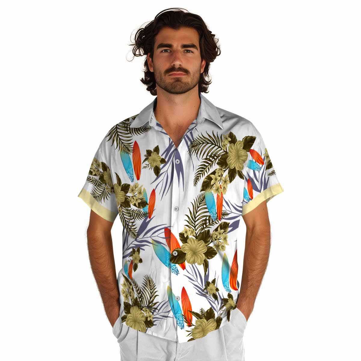 Surf US Flag Floral Hawaiian Shirt New Arrival Surf US Flag Floral Hawaiian Shirt New Arrival
