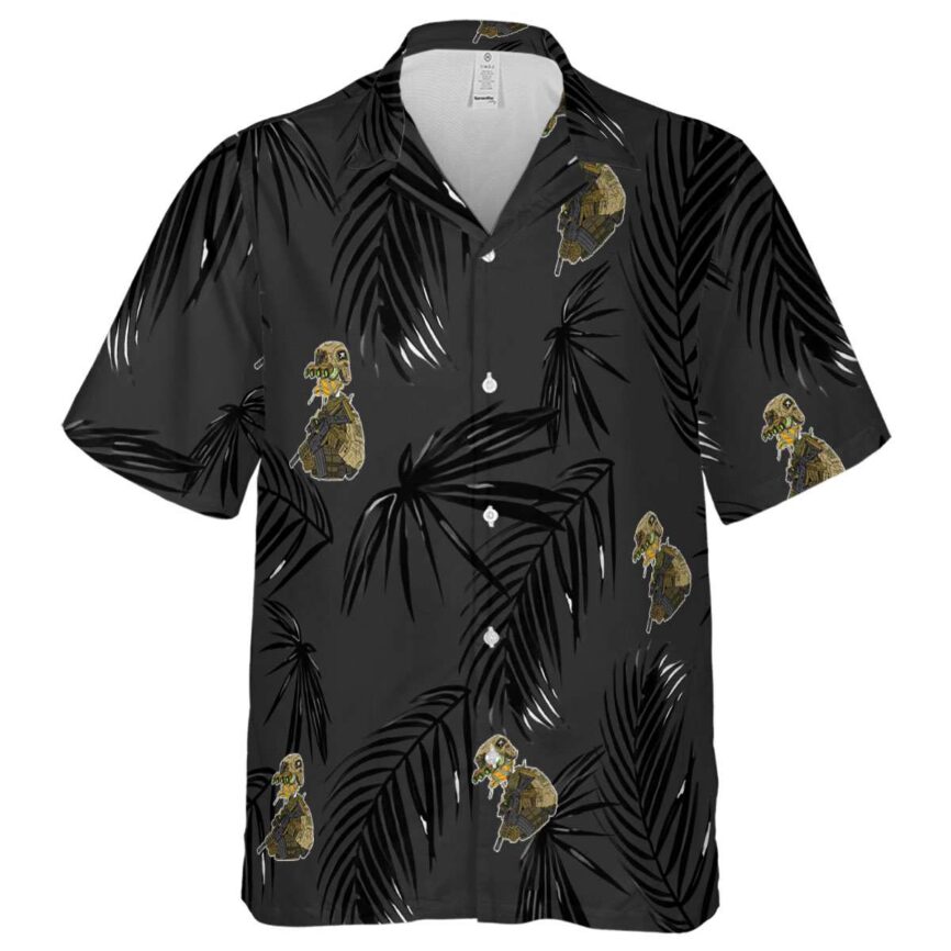 Tactical Monochrome Palm Hawaiian Shirt Fashion forward