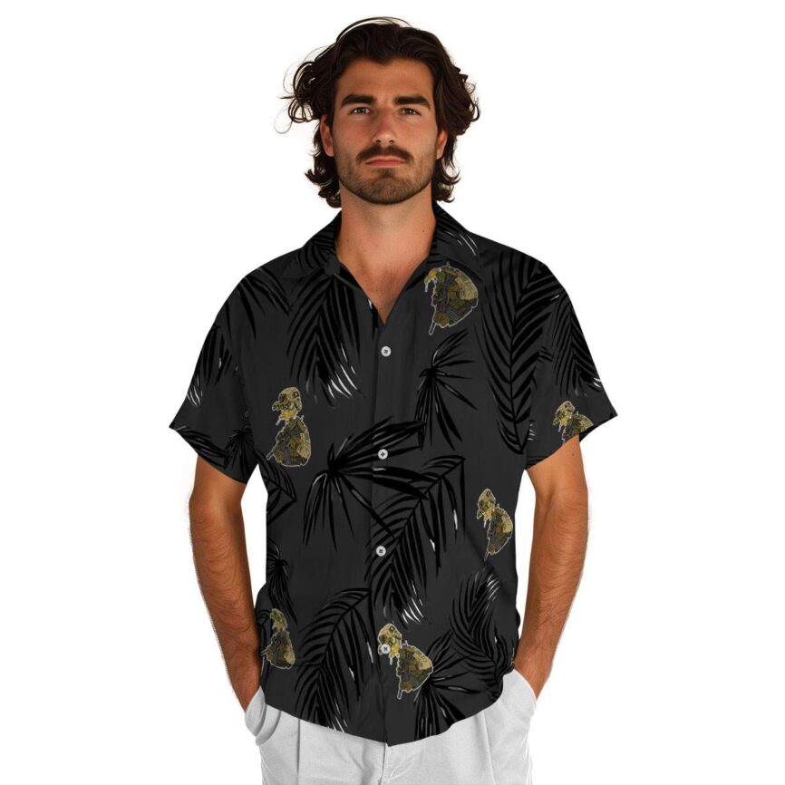 Tactical Monochrome Palm Hawaiian Shirt New Arrival
