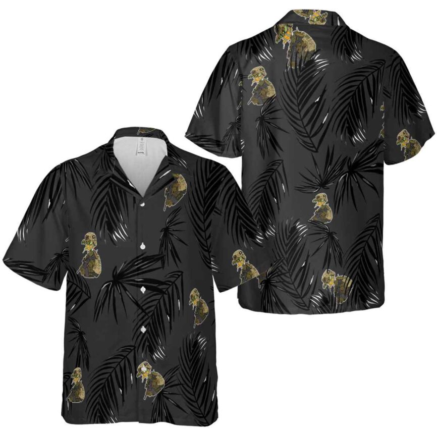 Tactical Monochrome Palm Hawaiian Shirt Premium grade