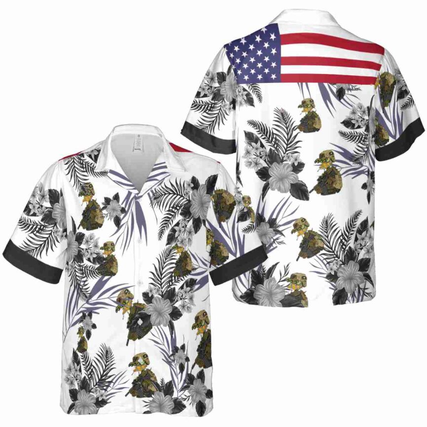 Tactical US Flag Floral Hawaiian Shirt Premium grade