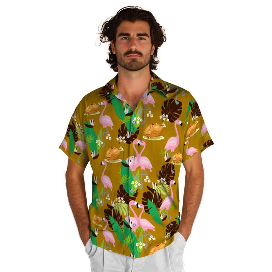 Thanksgiving Flamingo Leaf Hawaiian Shirt New Arrival