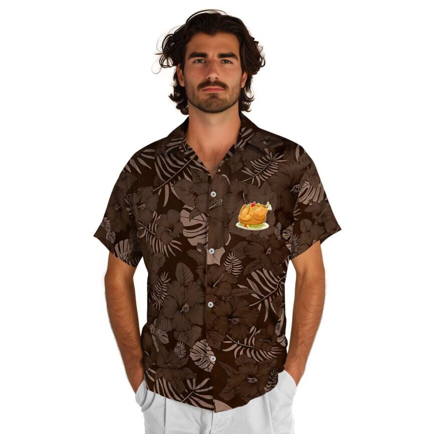 Thanksgiving Monochrome Floral Hawaiian Shirt New Arrival
