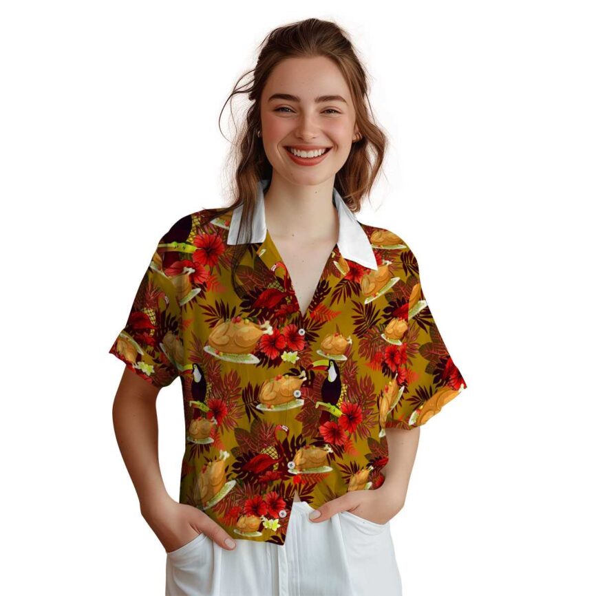 Thanksgiving Tropical Bird Hawaiian Shirt Top rated