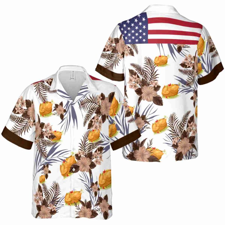 Thanksgiving US Flag Floral Hawaiian Shirt Premium grade