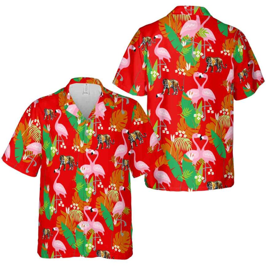 Tiger Flamingo Leaf Hawaiian Shirt Premium grade