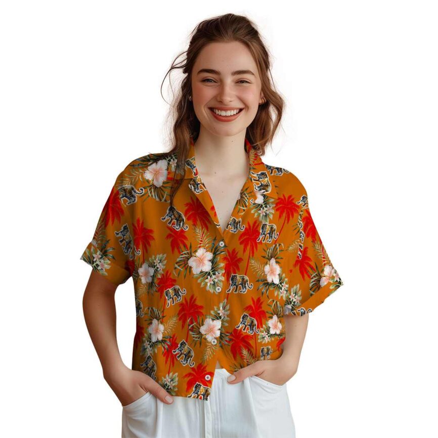 Tiger Hibiscus Palm Hawaiian Shirt Top rated