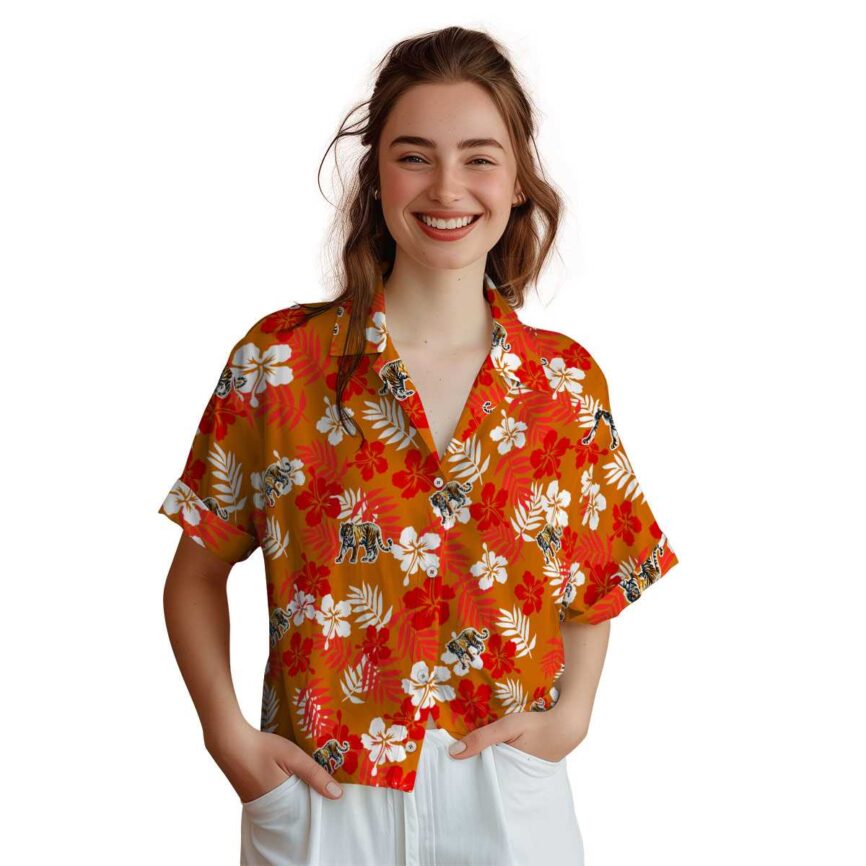 Tiger Leafy Hibiscus Hawaiian Shirt Top rated