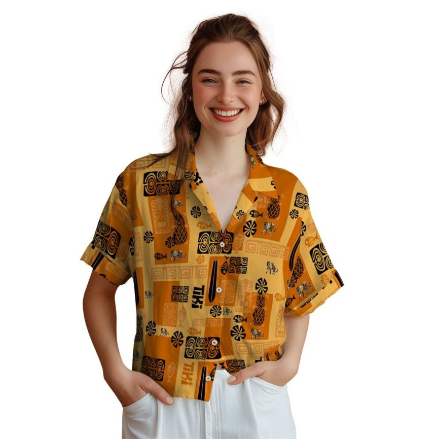 Tiger Tiki Motifs Hawaiian Shirt Top rated