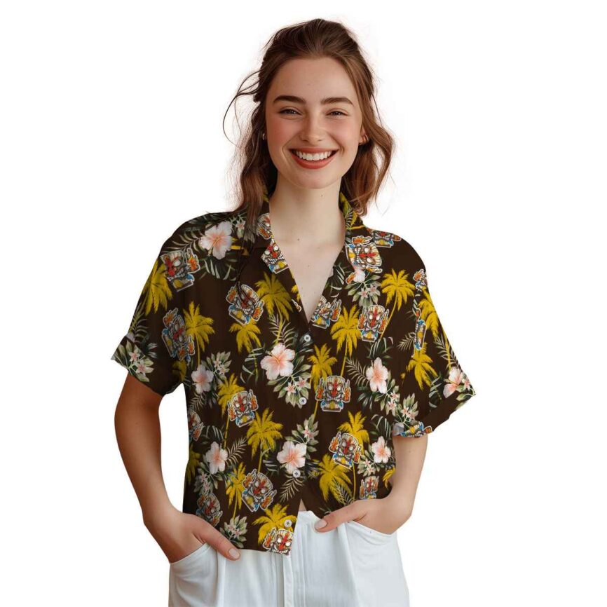 Tiki Hibiscus Palm Hawaiian Shirt Top rated