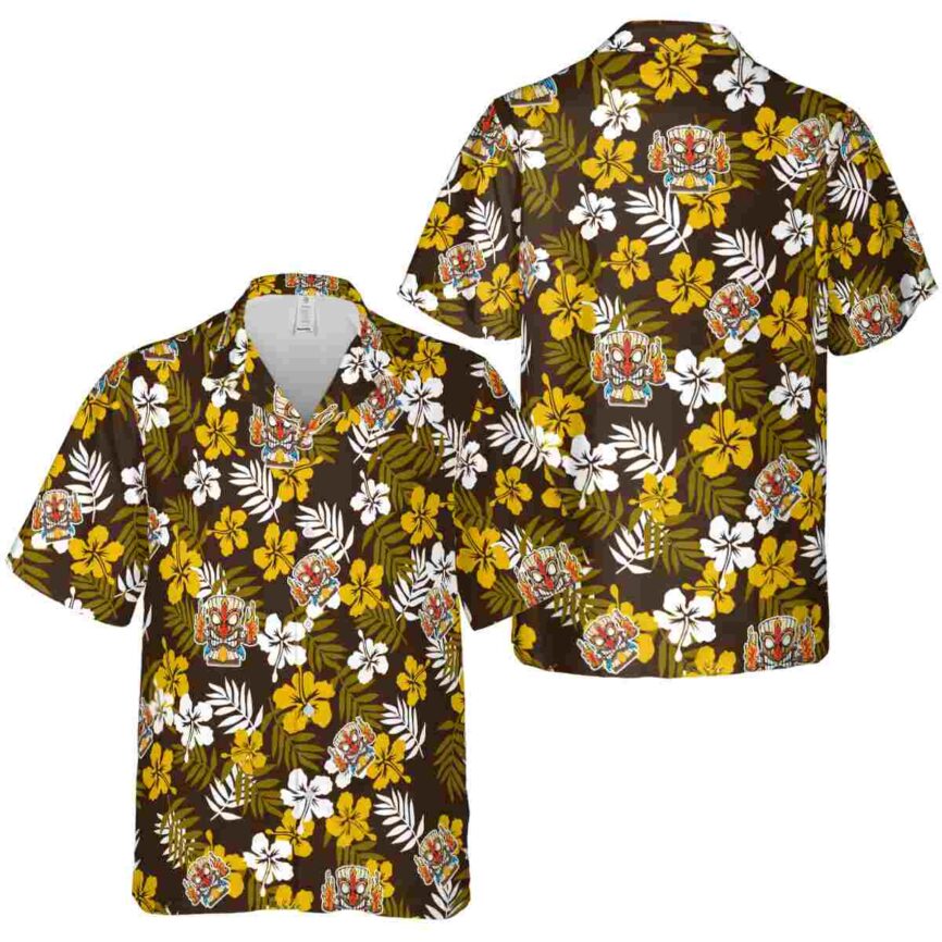 Tiki Leafy Hibiscus Hawaiian Shirt Premium grade
