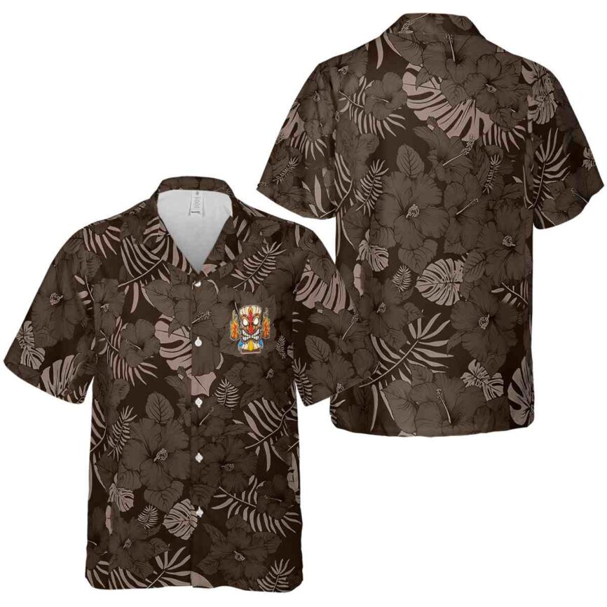 Tiki Monochrome Floral Hawaiian Shirt Premium grade