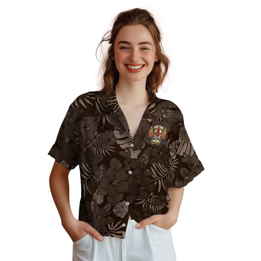 Tiki Monochrome Floral Hawaiian Shirt Top rated