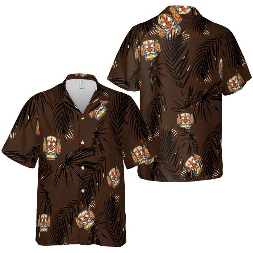 Tiki Monochrome Palm Hawaiian Shirt Premium grade