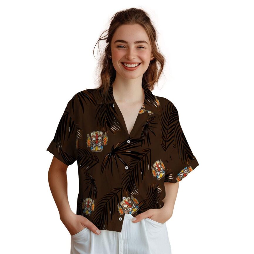 Tiki Monochrome Palm Hawaiian Shirt Top rated
