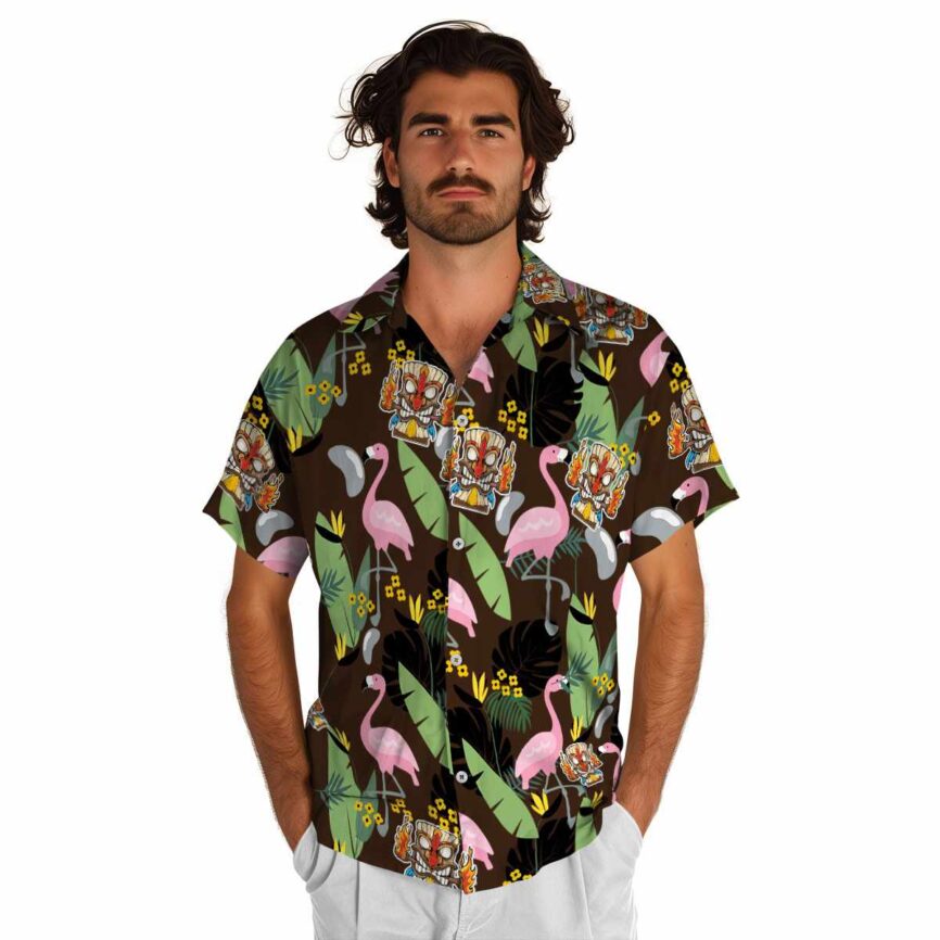 Tiki Pink Flamingo Hawaiian Shirt New Arrival