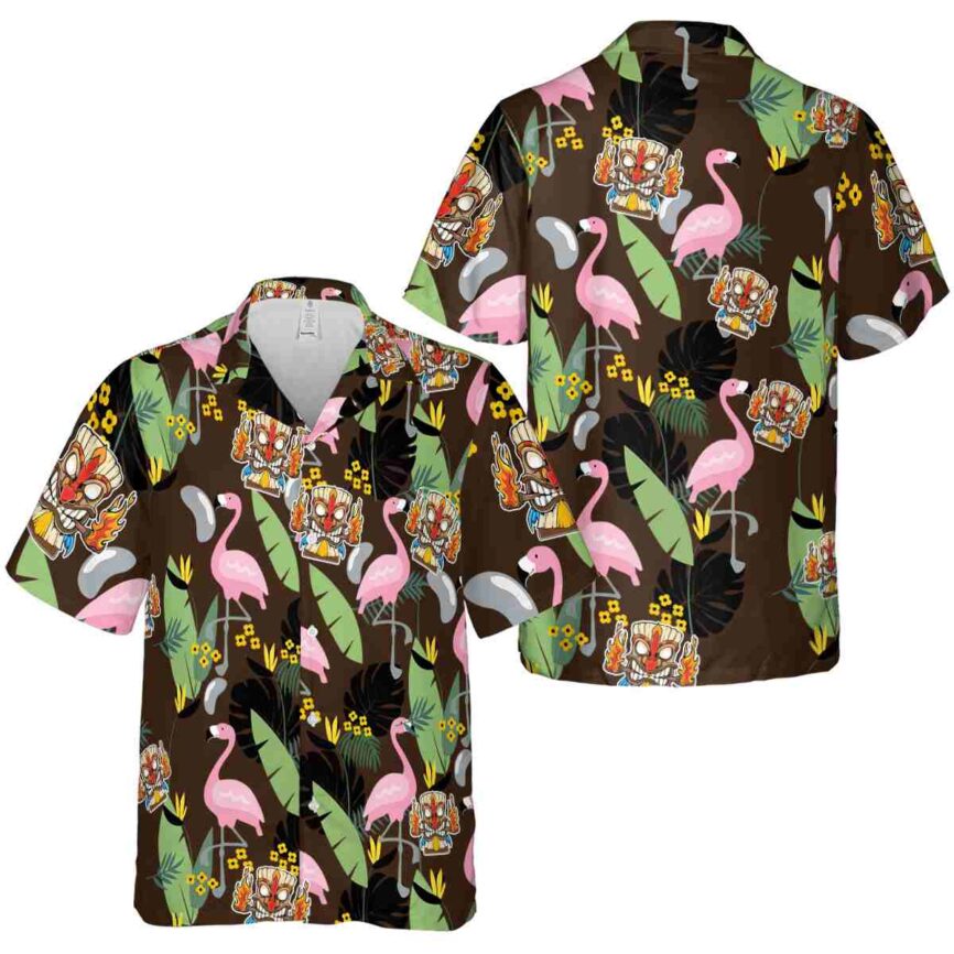 Tiki Pink Flamingo Hawaiian Shirt Premium grade