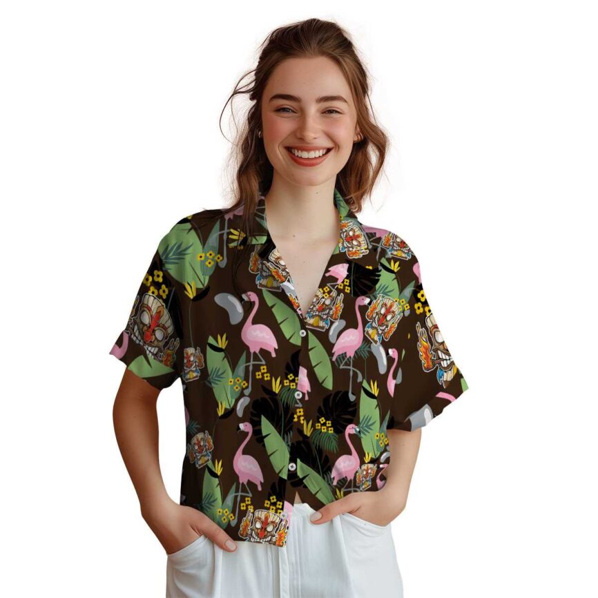 Tiki Pink Flamingo Hawaiian Shirt Top rated